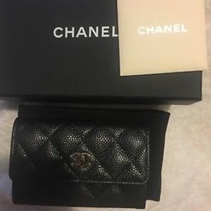 Chanel card holder wallet (black caviar)
